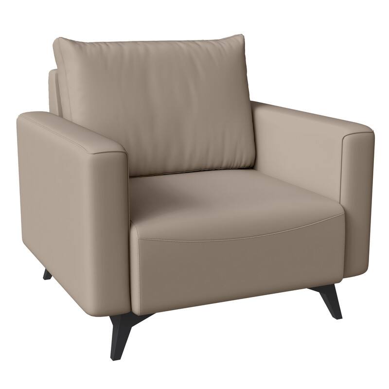 Front. LeisureMod - Inno Collection Single Seater Sofa, Modern Upholstered Armchair Accent Lounge Chair for Living Room Office - Taupe.