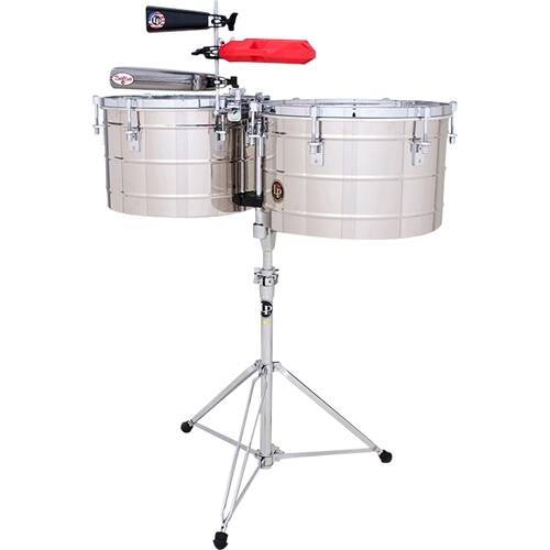 Front. LP - Tito Puente 15-inch and 16-inch Thunder Timbales Set - Chrome.