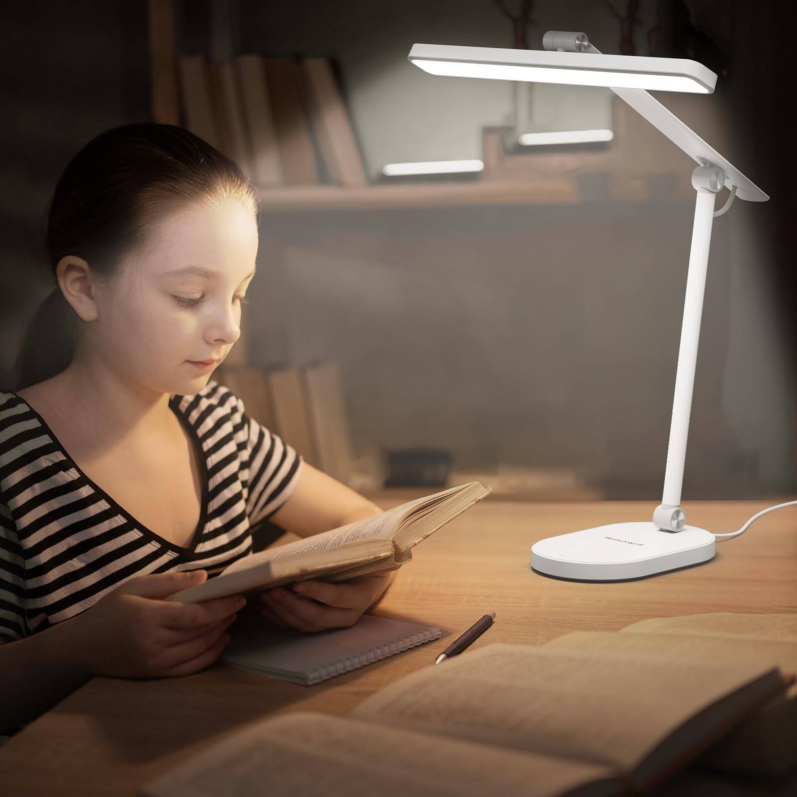 Left. Honeywell - Desk Lamp for Home Office H4 Sunturalux Touch Auto Dimming Table Lamp with Timer 700LM - White.