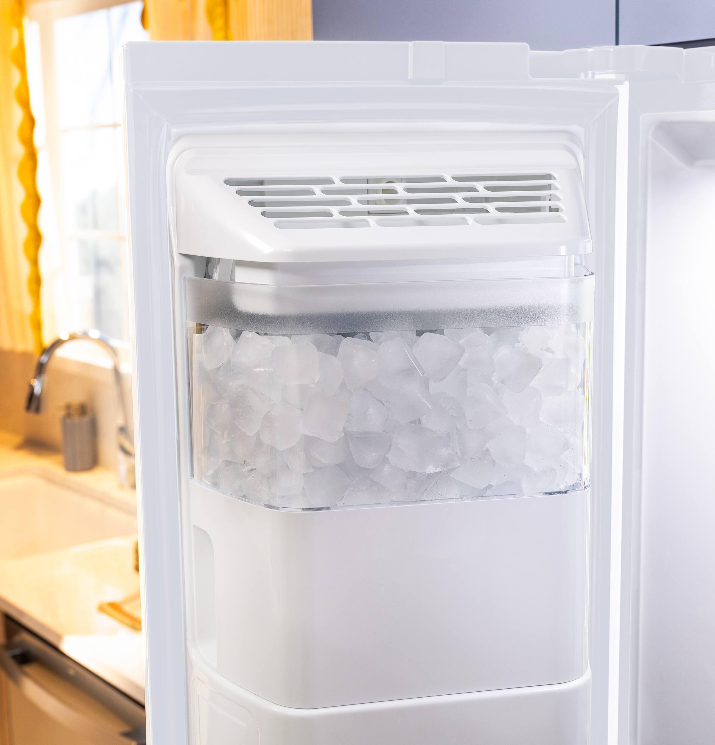 Alt View 14. GE - 36 in. Wide 27.9 Cu. Ft. Side-By-Side Refrigerator with Extra Tall Dispenser and In-Door Icemaker - White.