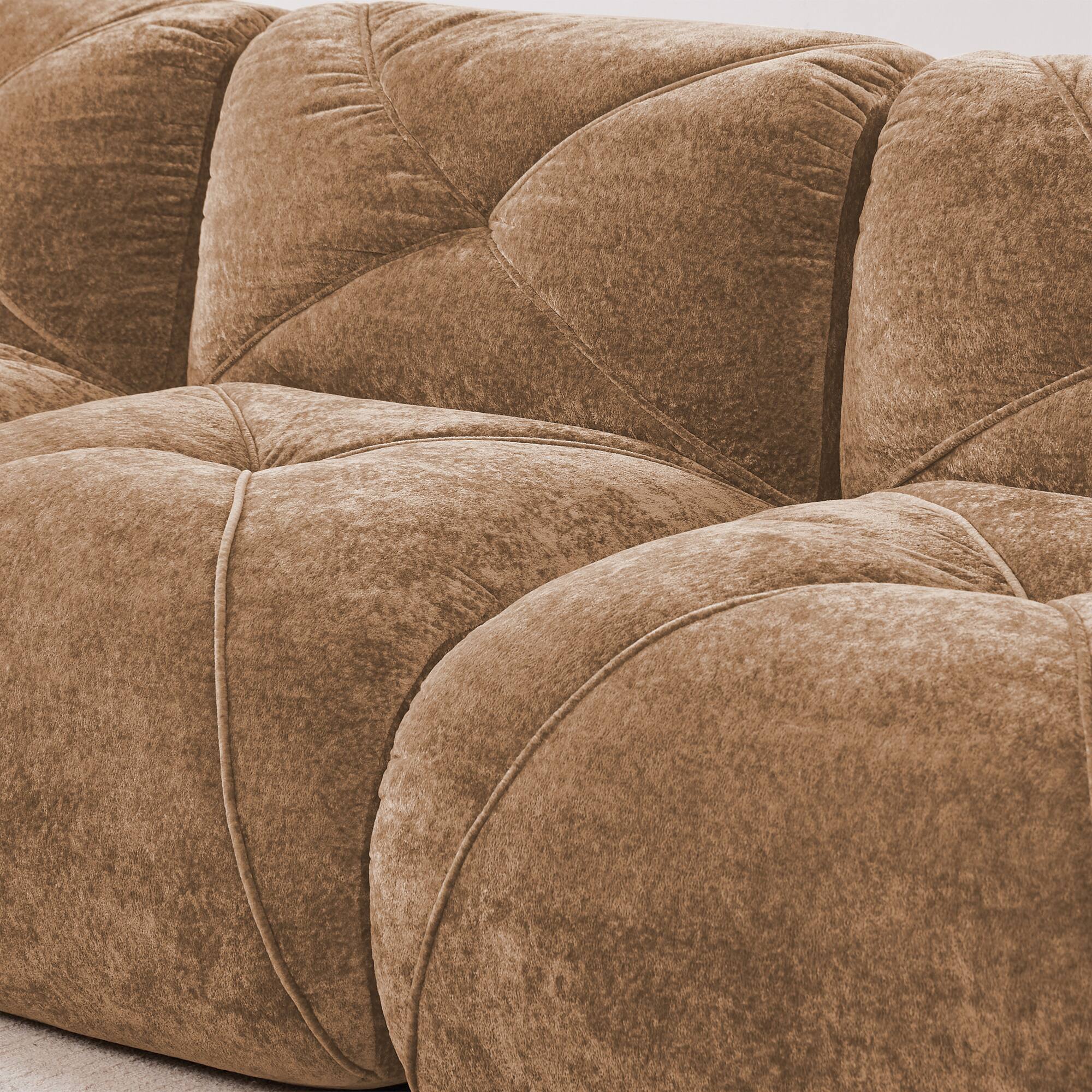 Alt View 6. Aukfa - U-Shaped Boneless Tufted Sofa - 32D High Density Sponge, Free Combination, No Assembly, with Ottomans - Camel.