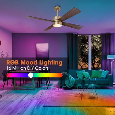 CHAIVUTRUAMRUDEEKOOL 【DIMENTIONOFCOLOUR】 Parrot Uncle 52 Inch RGB Smart Ceiling Fan with Lights