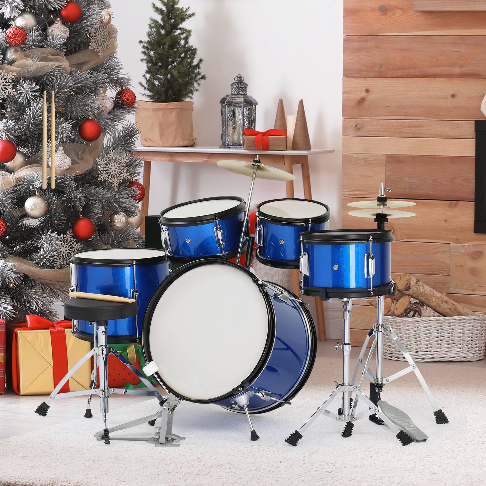 Angle. Winado - 5-Piece for Children Gift,16" Full Size Complete Junior Drum Kit.