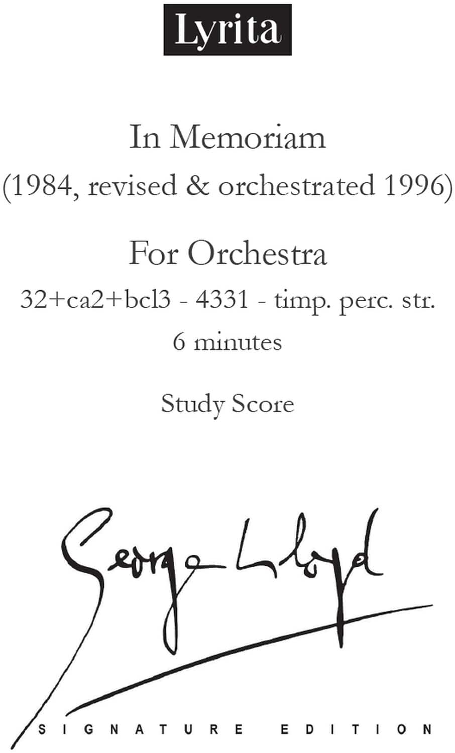 PopMarket - Lloyd: In Memoriam for Orchestra - Study Score - Multicolor price history on PriceWatchPro