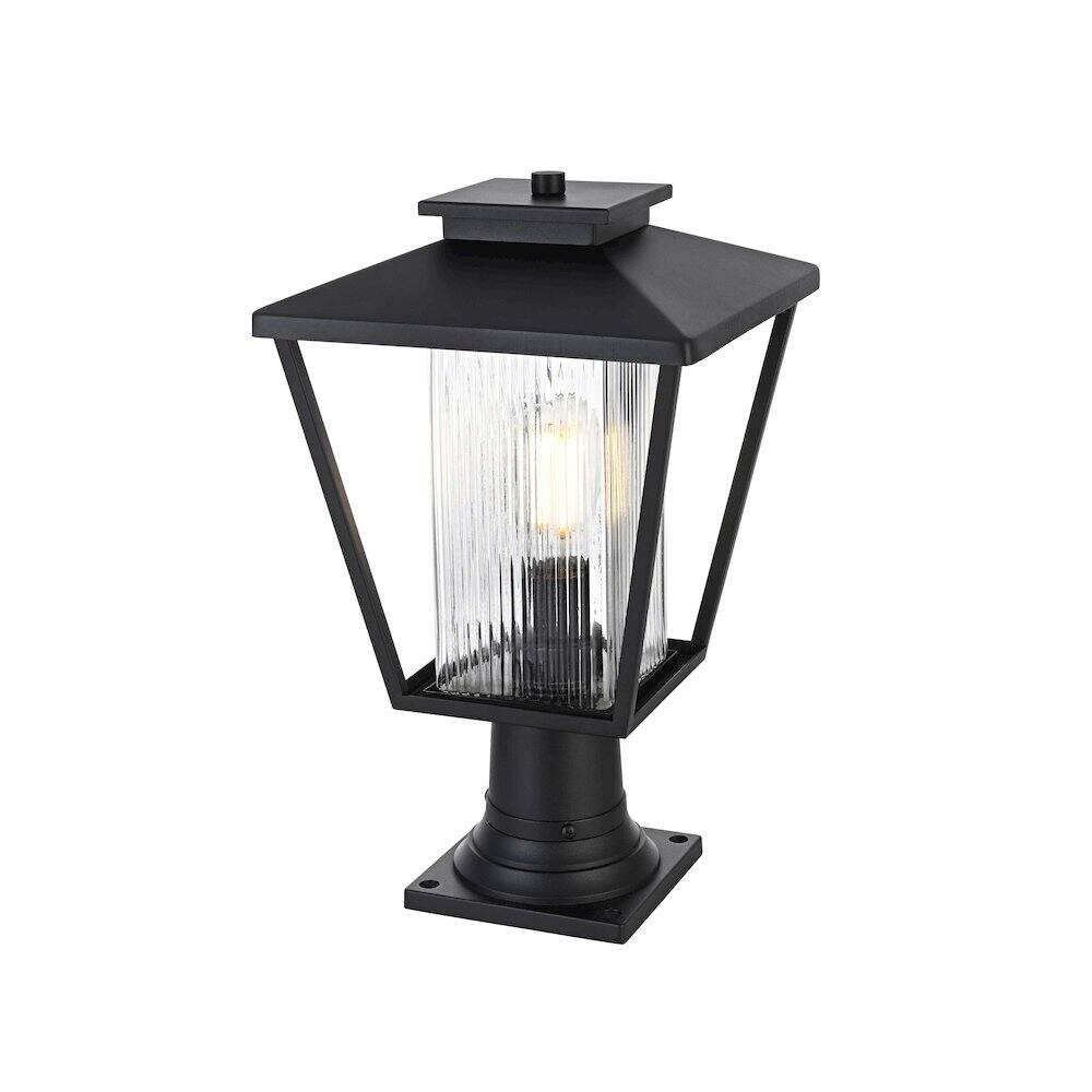 Angle. Elegant Lighting - Gaul 7 inch Outdoor Pendant in Black - Black.