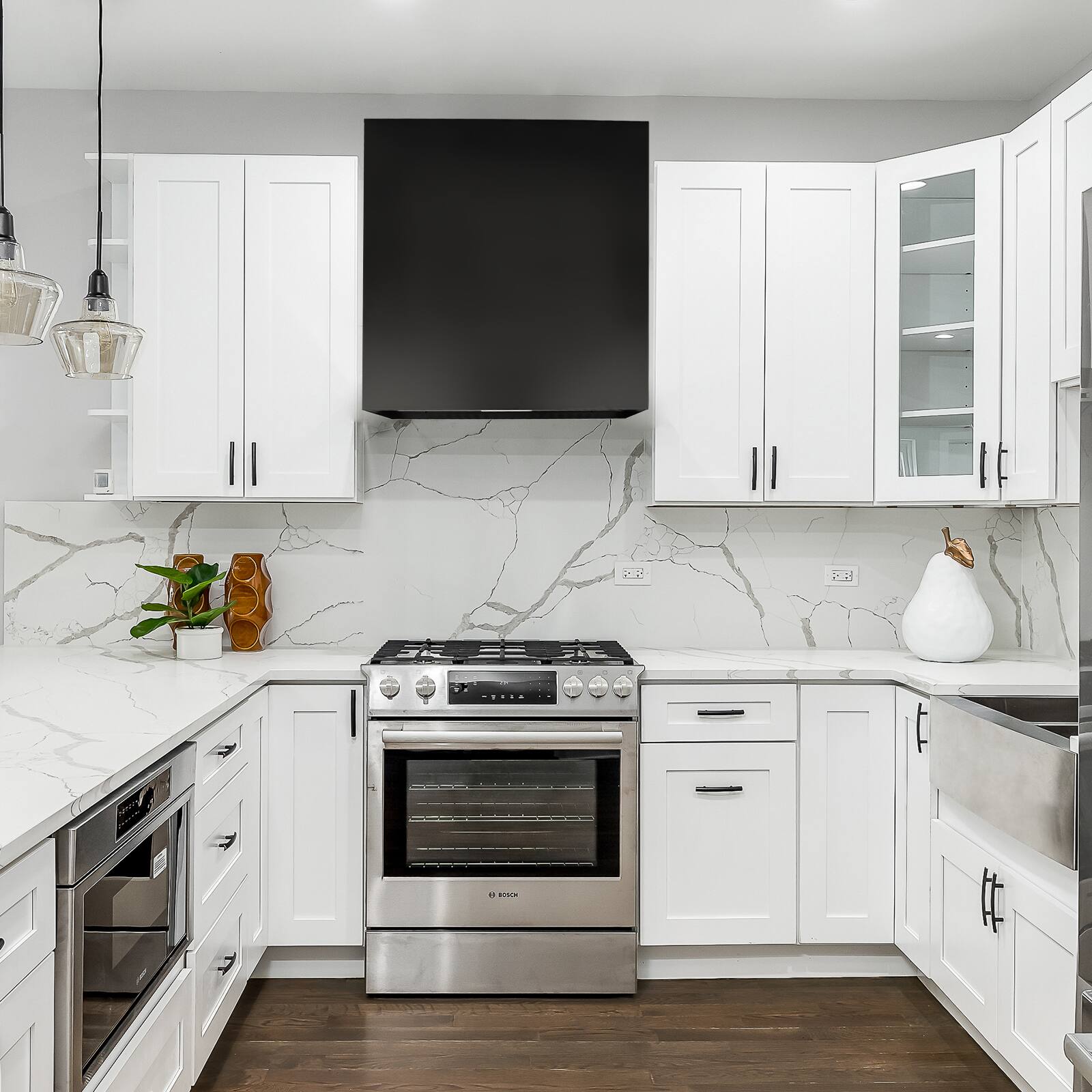 Alt View 7. Akicon - Akicon 30 inch Ducted 600-CFM Jet Black Wall-Mounted Range Hood with Charcoal Filter - Black.