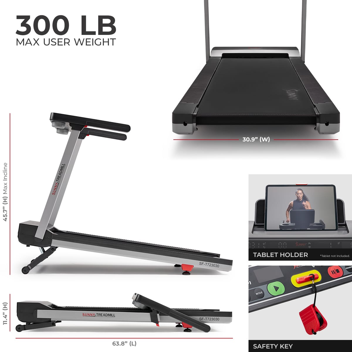 Sunny Health & Fitness Tappetino Da Passeggiata Smart Sotto La Scrivania, Con Telecomando E App Bluetooth, Pedana Silenziosa Per Ufficio E Casa