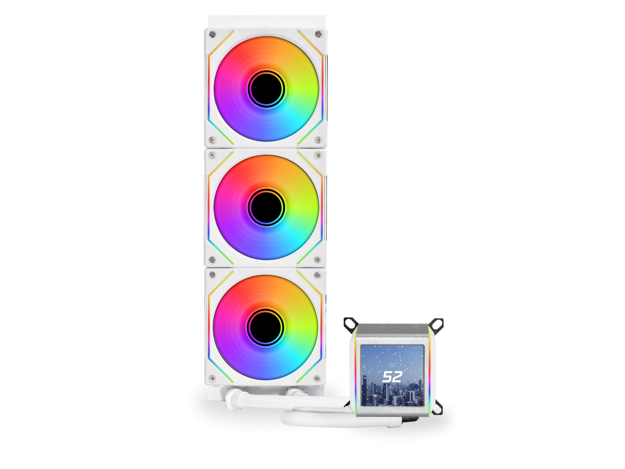 Alt View 3. Lian Li - LIAN LI Galahad II LCD SL-INF 360 White Liquid Cooler, Intel LGA 1851/1700/1200 & AMD AM5/AM4 Compatible - GA2ALCD36INW - White.