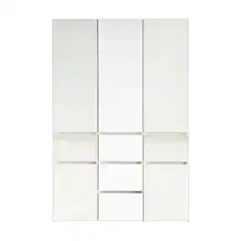 Manhattan Lane - Ely Closet Cabinet Set, Double Mirror Doors, 5 Drawers, 71 Inch, White - White and Black
