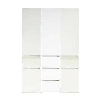 Front. Manhattan Lane - Ely Closet Cabinet Set, Double Mirror Doors, 5 Drawers, 71 Inch, White - White and Black.