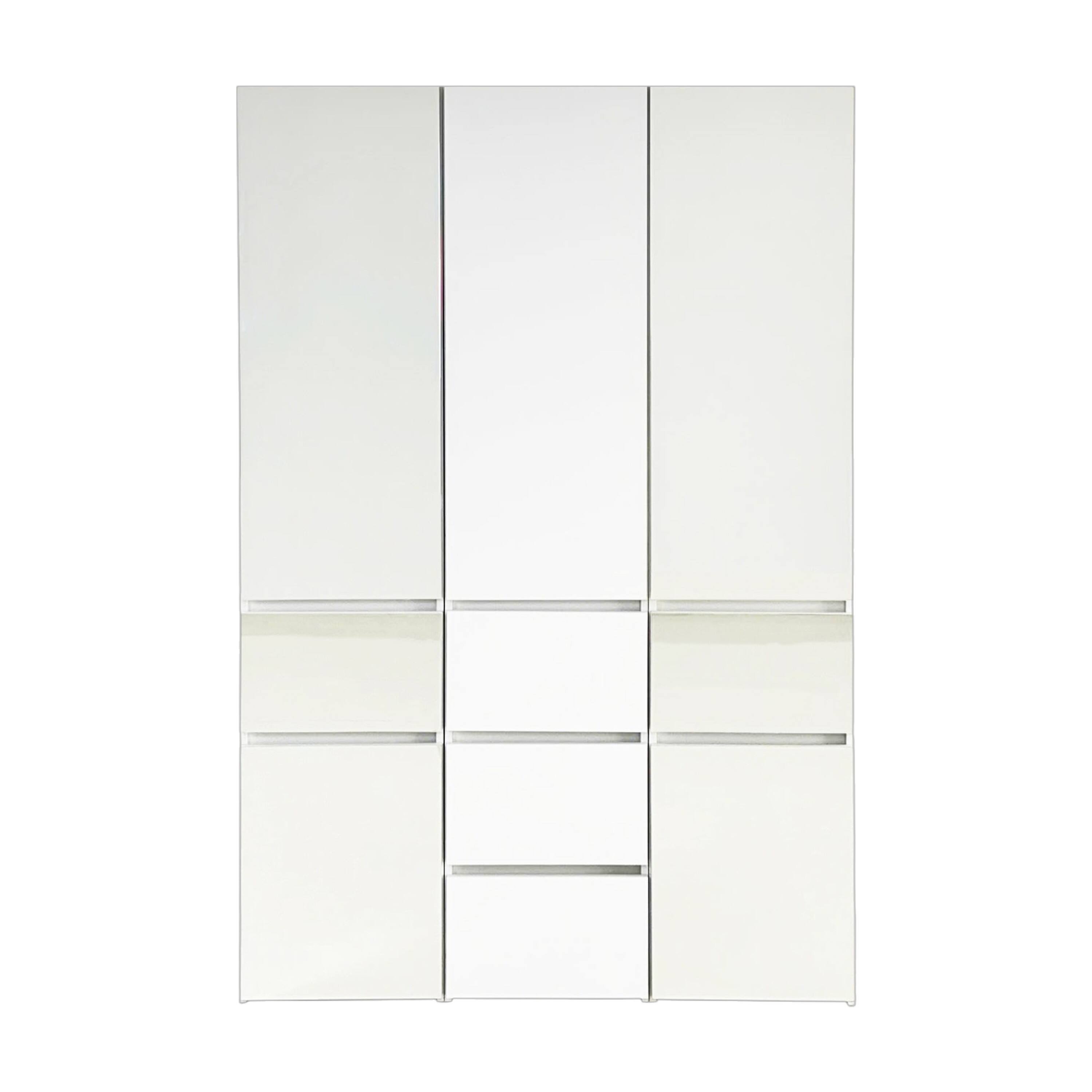 Front. Manhattan Lane - Ely Closet Cabinet Set, Double Mirror Doors, 5 Drawers, 71 Inch, White - White and Black.