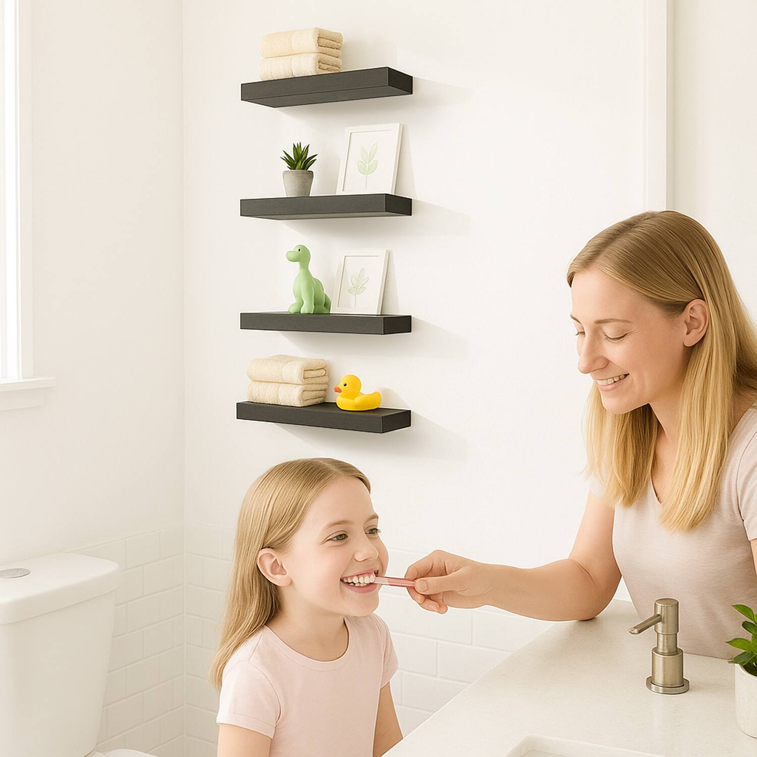 Alt View 5. BOMEDA - Wall Mounted Wooden Floating Shelves, Bathroom Shelves for Bedroom, Living Room, Room Storage Shelf, 12x7x1.5 in, 4 Pack - Black.