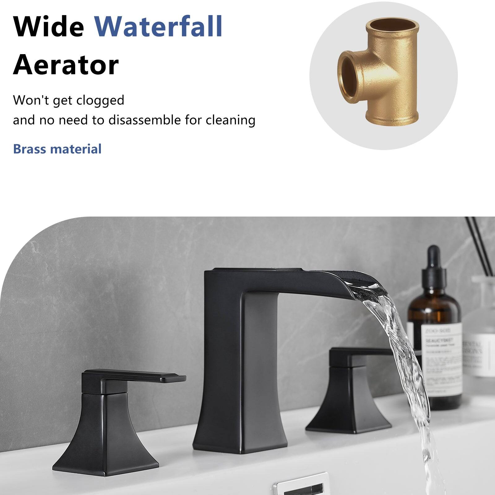 Wide Waterfall Aerator

Won't get clogged and no need to disassemble for cleaning

Brass material