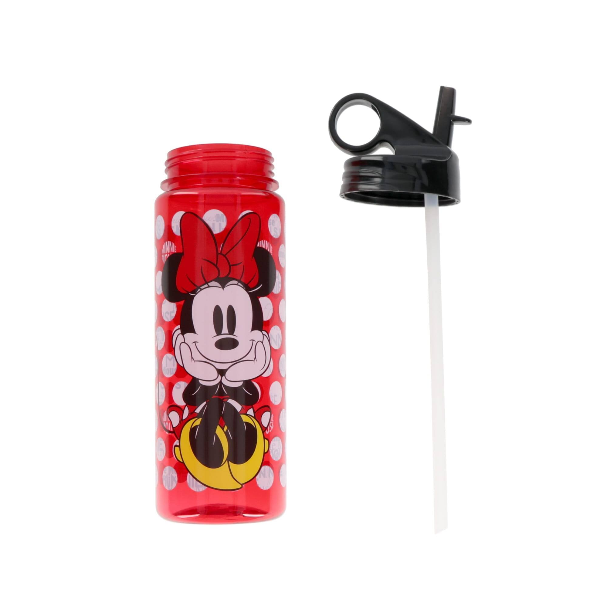 Alt View 10. Disney - Disney Minnie Mouse Water Bottle With Flip-Up Straw | Holds 20 Ounces - Red.