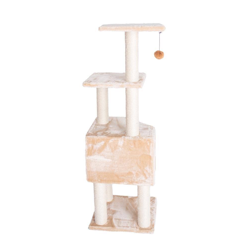 Alt View 6. Armarkat - 3 Levels Real Wood Cat Tower For Kittens Play 48 Height Beige - Beige.