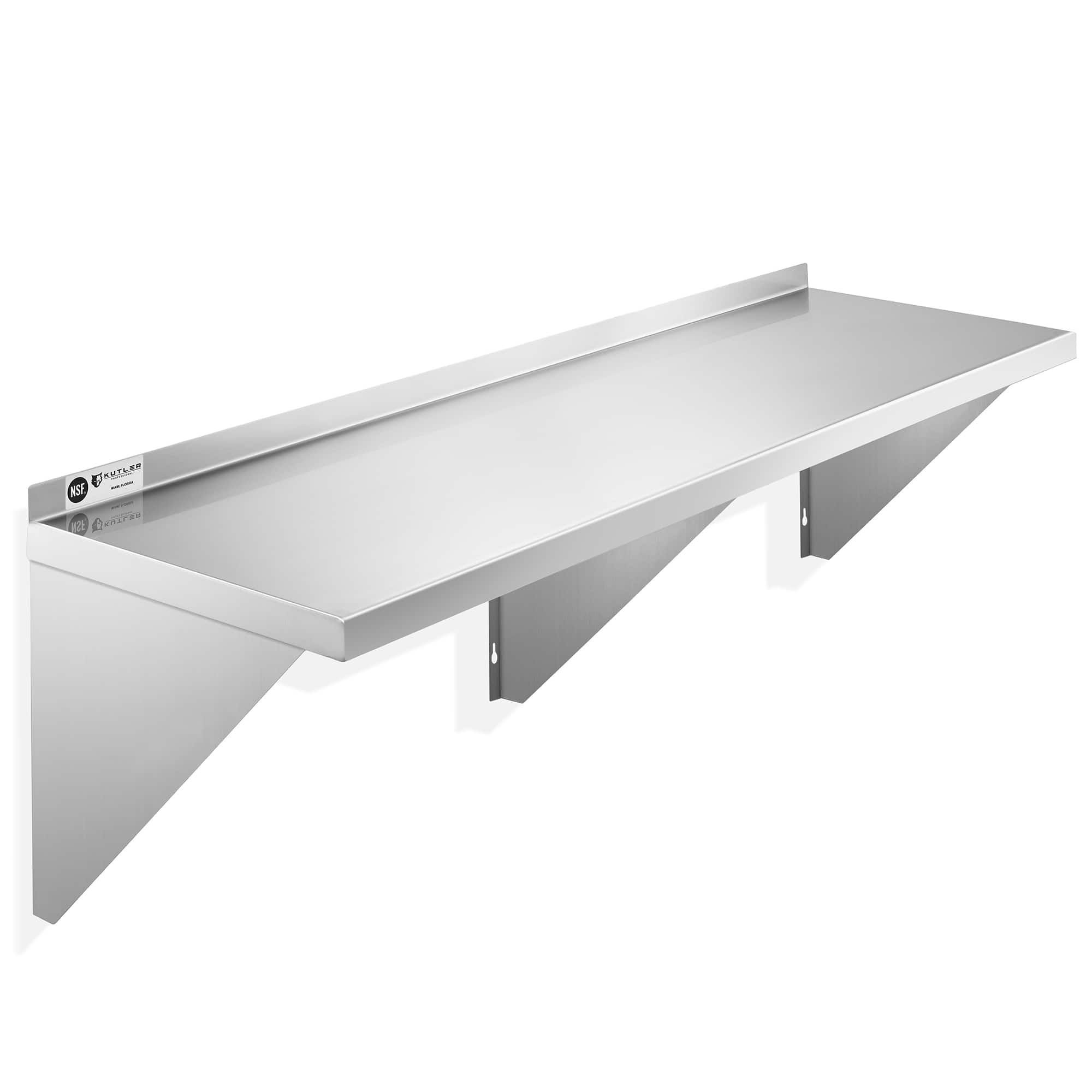 KUTLER - Stainless Steel Shelf - NSF Commercial Kitchen Wall Shelving - Silver