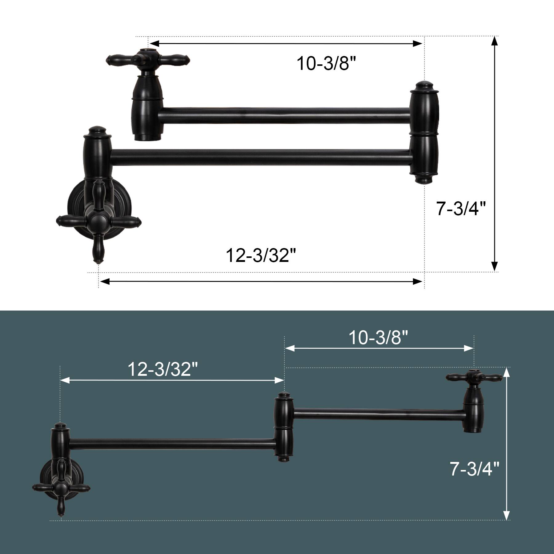 10-3/8" 7-3/4" 12-3/32" 10-3/8" 12-3/32" 7-3/4"