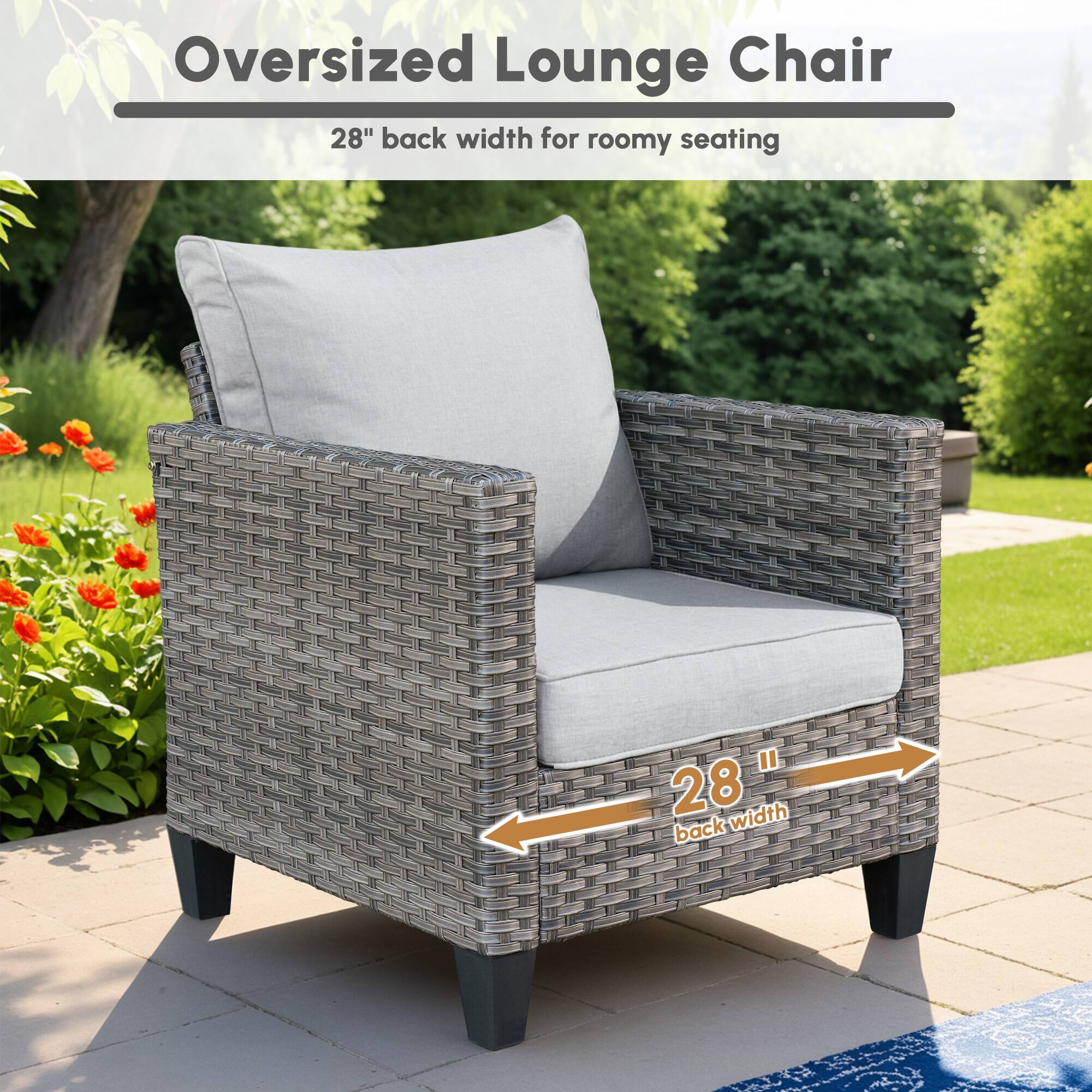 Oversized Lounge Chair  
28" back width for roomy seating  

28" back width