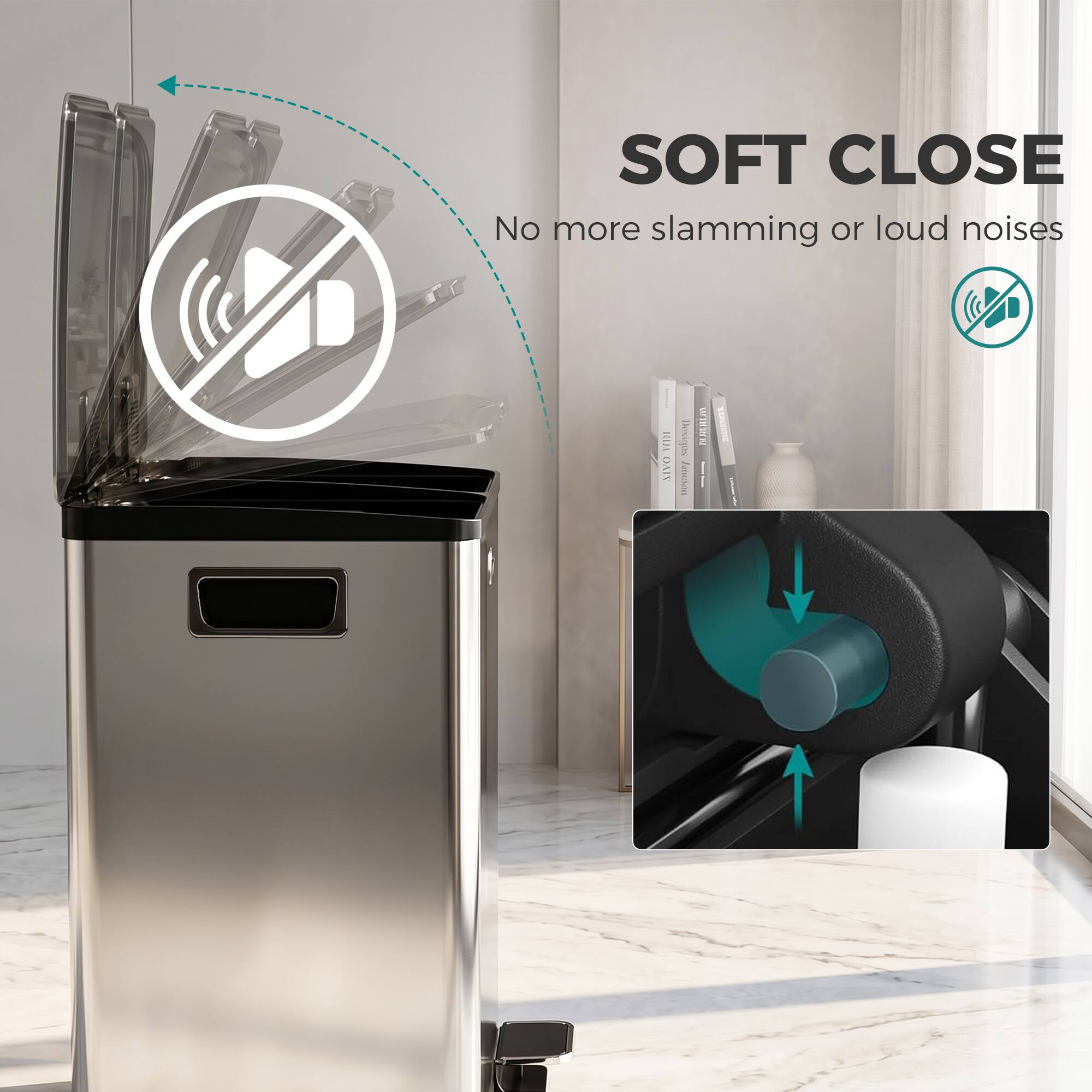 SOFT CLOSE  
No more slamming or loud noises