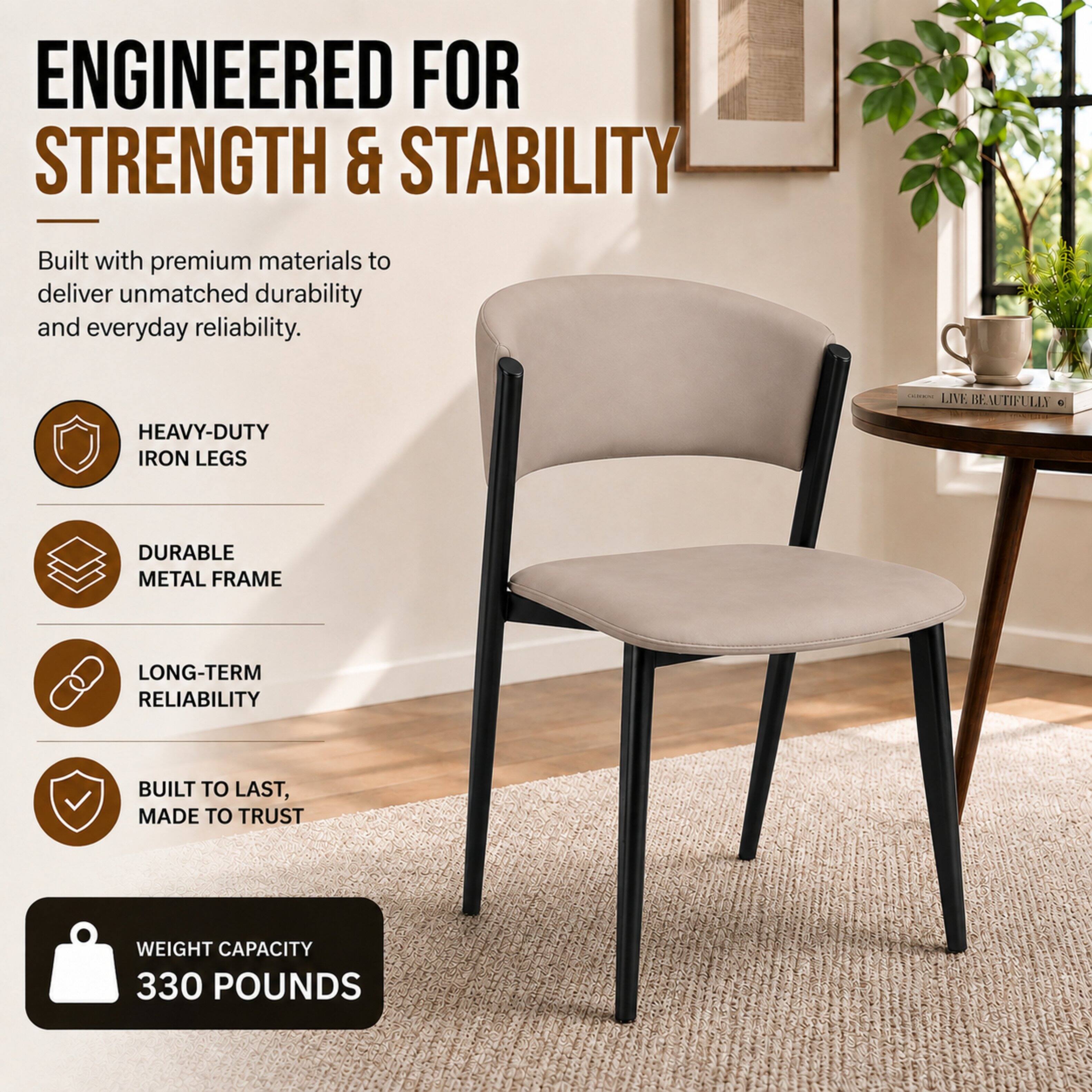 ENGINEERED FOR STRENGTH & STABILITY

Built with premium materials to deliver unmatched durability and everyday reliability.

- HEAVY-DUTY IRON LEGS
- DURABLE METAL FRAME
- LONG-TERM RELIABILITY
- BUILT TO LAST, MADE TO TRUST

WEIGHT CAPACITY 330 POUNDS