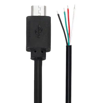 Front. Unique Bargains - Micro USB Male to 4-Pin Bare Wire Pigtail, 28AWG 12V 3A, for DIY Keyboard/Fan Repair, 2pcs - Black.
