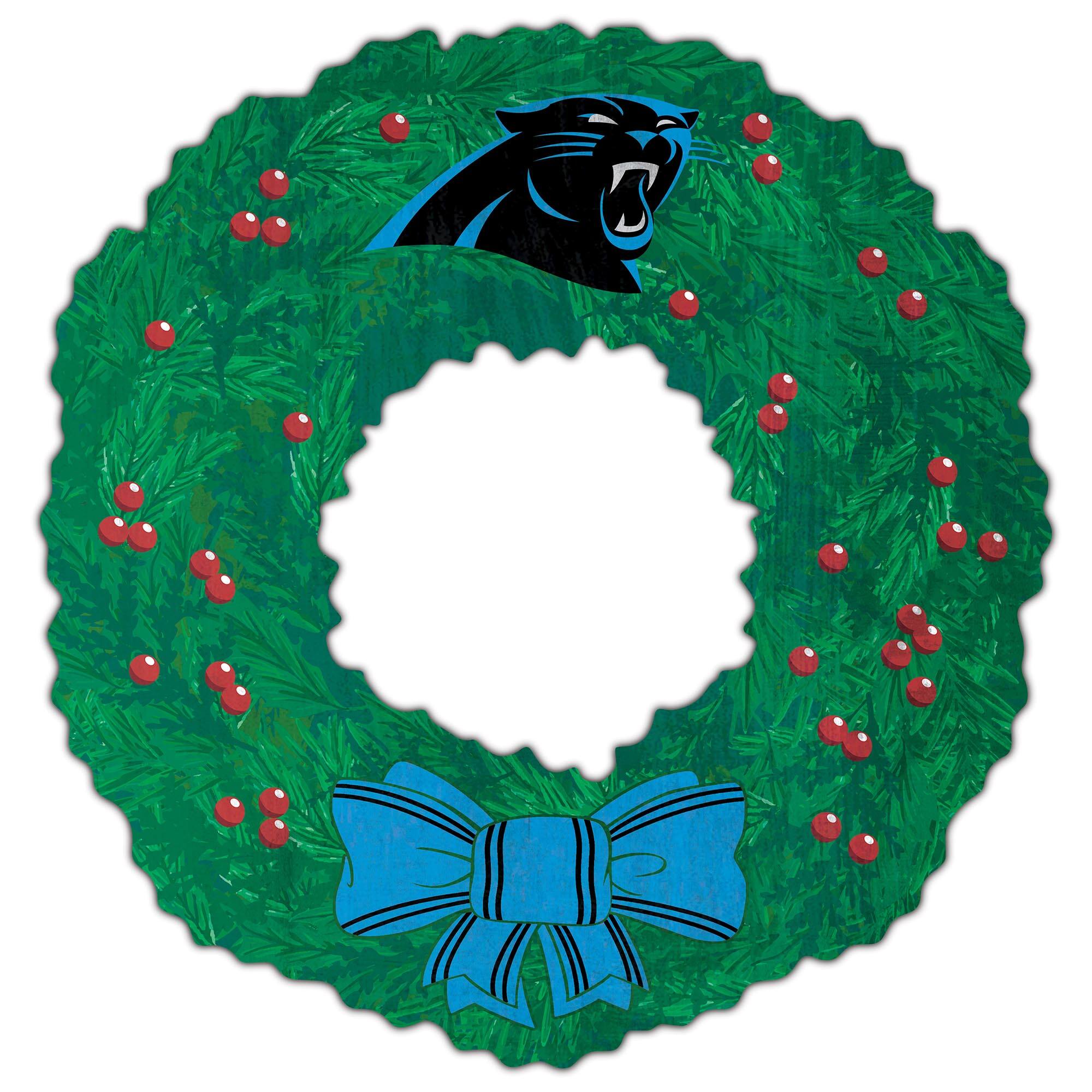Front. Fan Creations - Carolina Panthers 16'' Team Wreath Sign - Green.