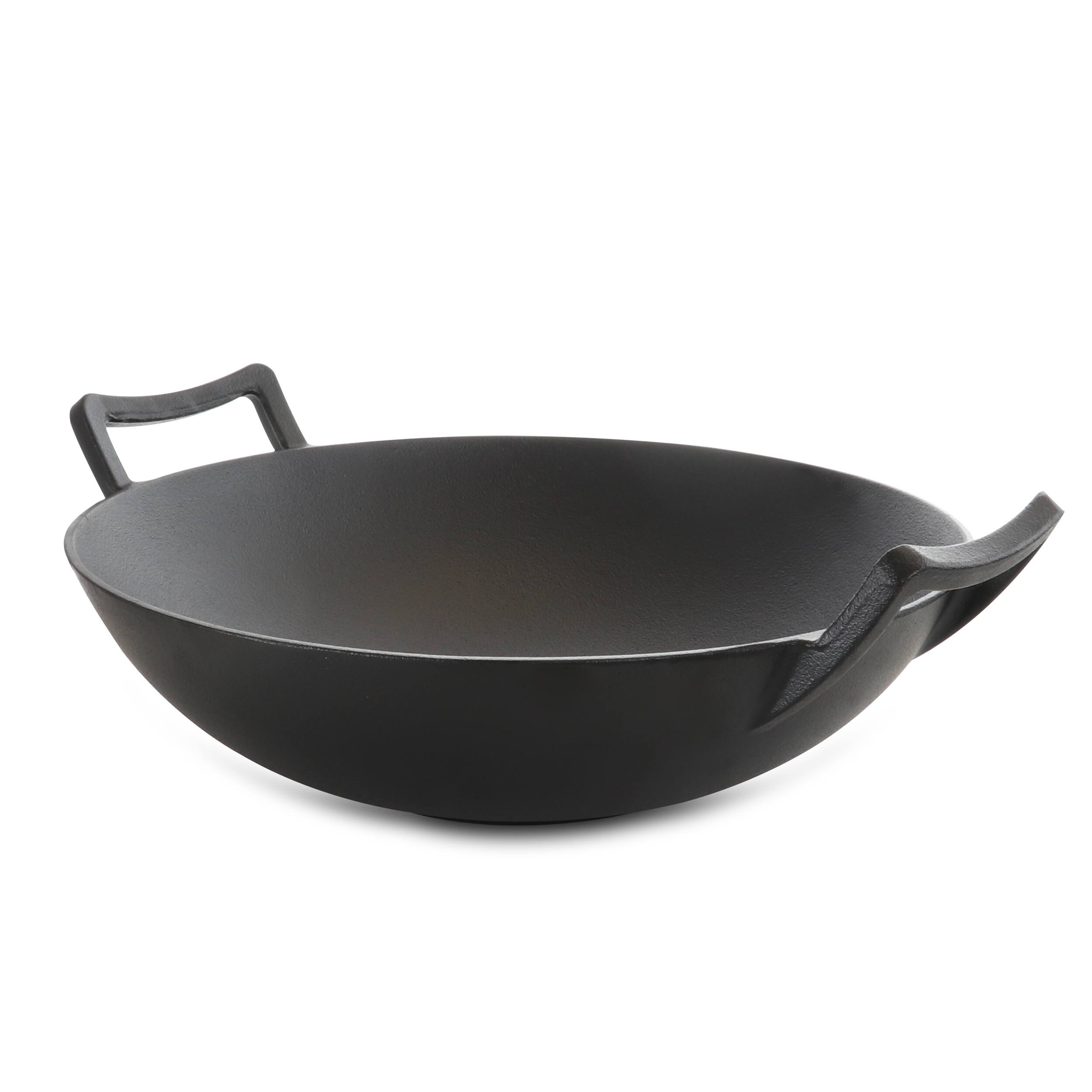 Alt View 8. Gibson - General Store Addlestone 2 Piece 14 Inch Heavy Duty Cast Iron Wok with Wood Lid - Black.