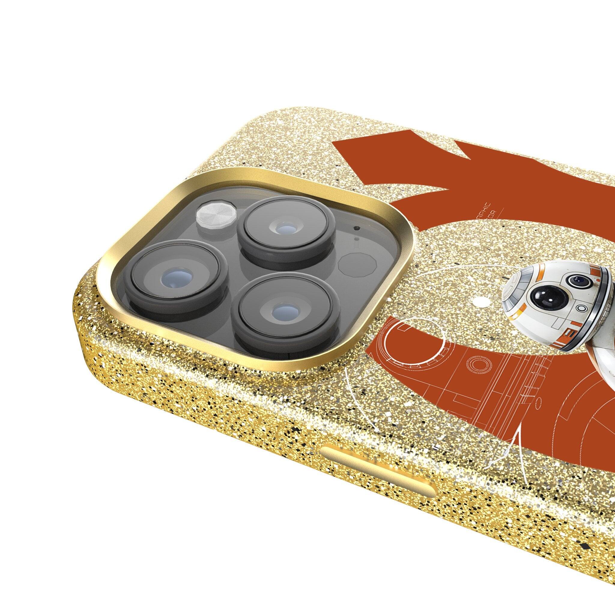 Back. Keyscaper - Star Wars: The Force Awakens FactionTech Gold Bling Phone Case - Apple iPhone 15 - BB-8.