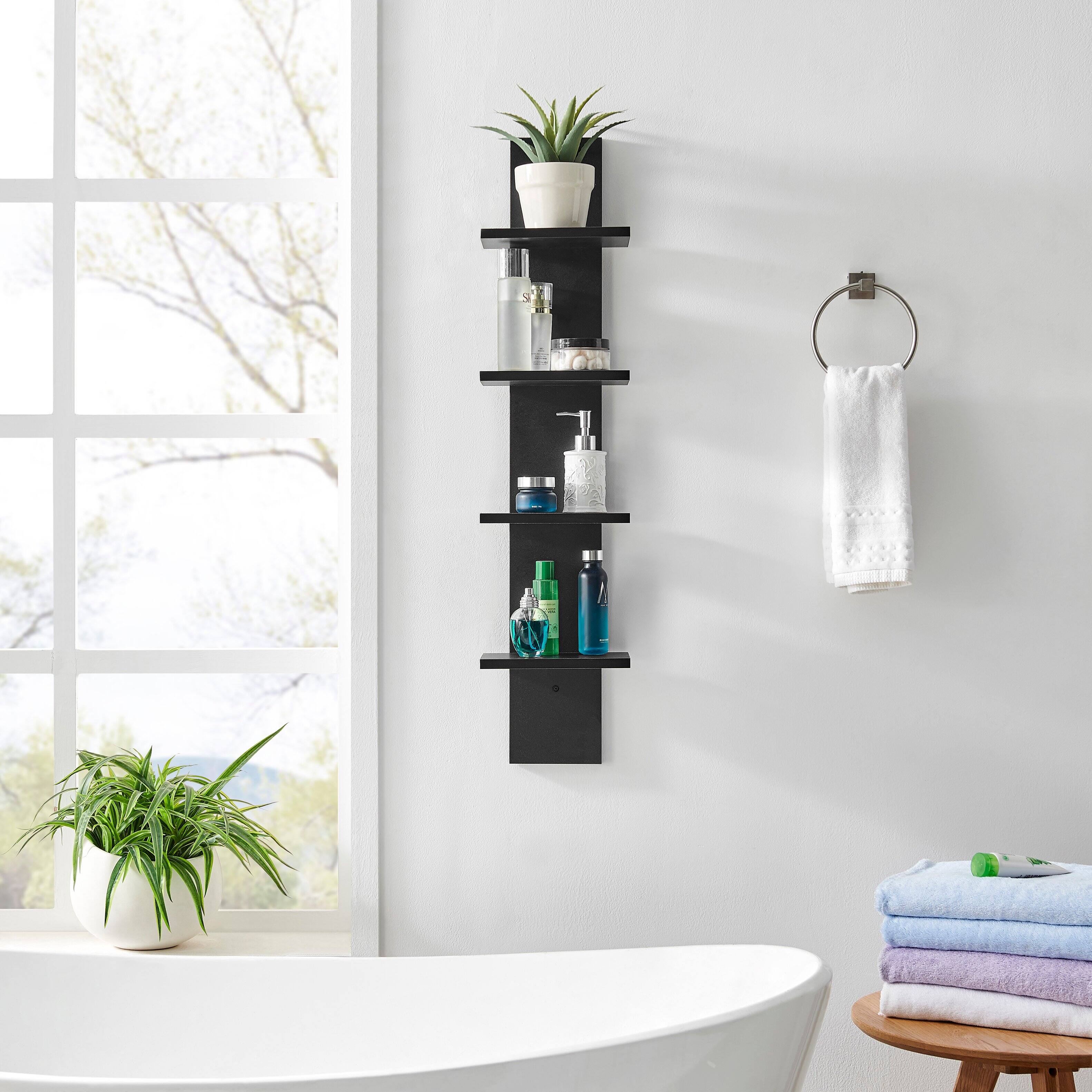Back. Danya B - Arica Utility Column 4-Tier Spine Wall Shelves - Black - Black.