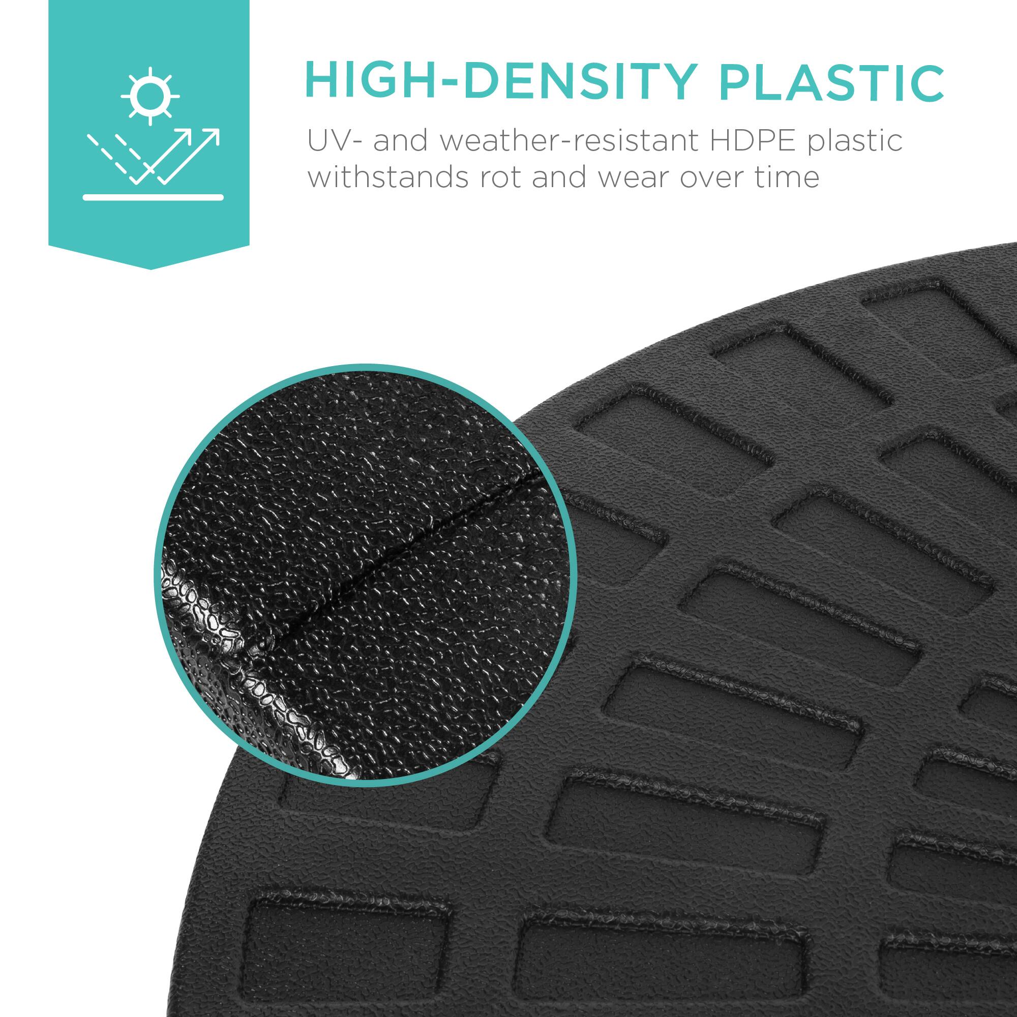 HIGH-DENSITY PLASTIC

UV- and weather-resistant HDPE plastic withstands rot and wear over time