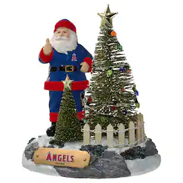 The Memory Company - Los Angeles Angels Santa Figurine with LED Tree - Multicolor