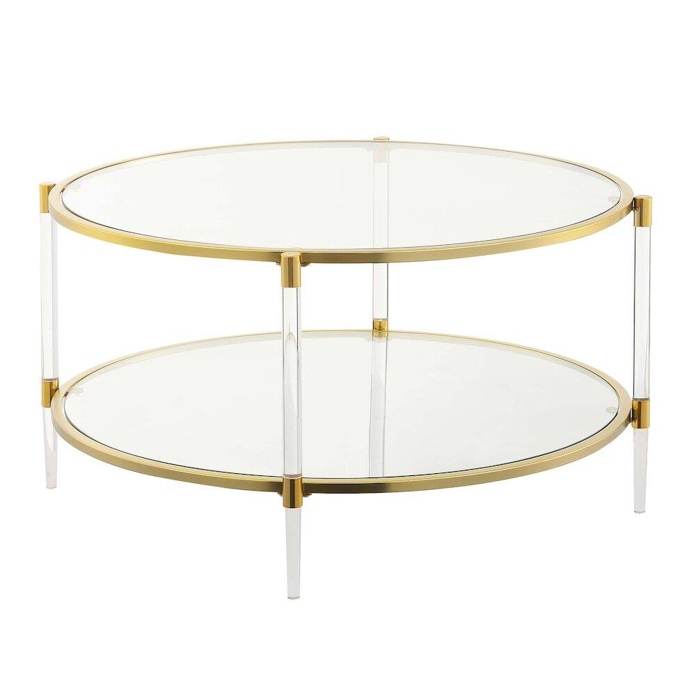 Angle. Convenience Concepts - Royal Crest Acrylic Glass Coffee Table, Clear/Gold - Clear/Gold.