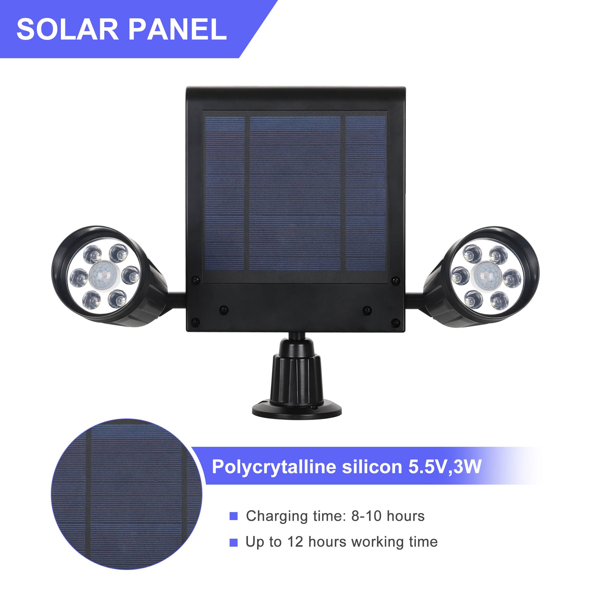 SOLAR PANEL

Polycrystalline silicon 5.5V, 3W

Charging time: 8-10 hours
Up to 12 hours working time