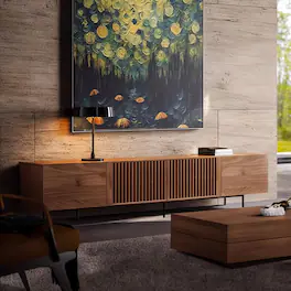 luck idea - Walnut Grain TV Stand (Oversized) | Living Room Entertainment Center - Open Storage + Cable Organization - 94.48inch