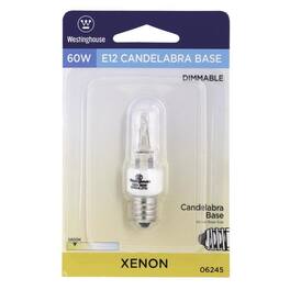 Westinghouse - 60 W T3 Krypton/Xenon Single Ended Halogen Bulb E12 (Candelabra) White 1 pk