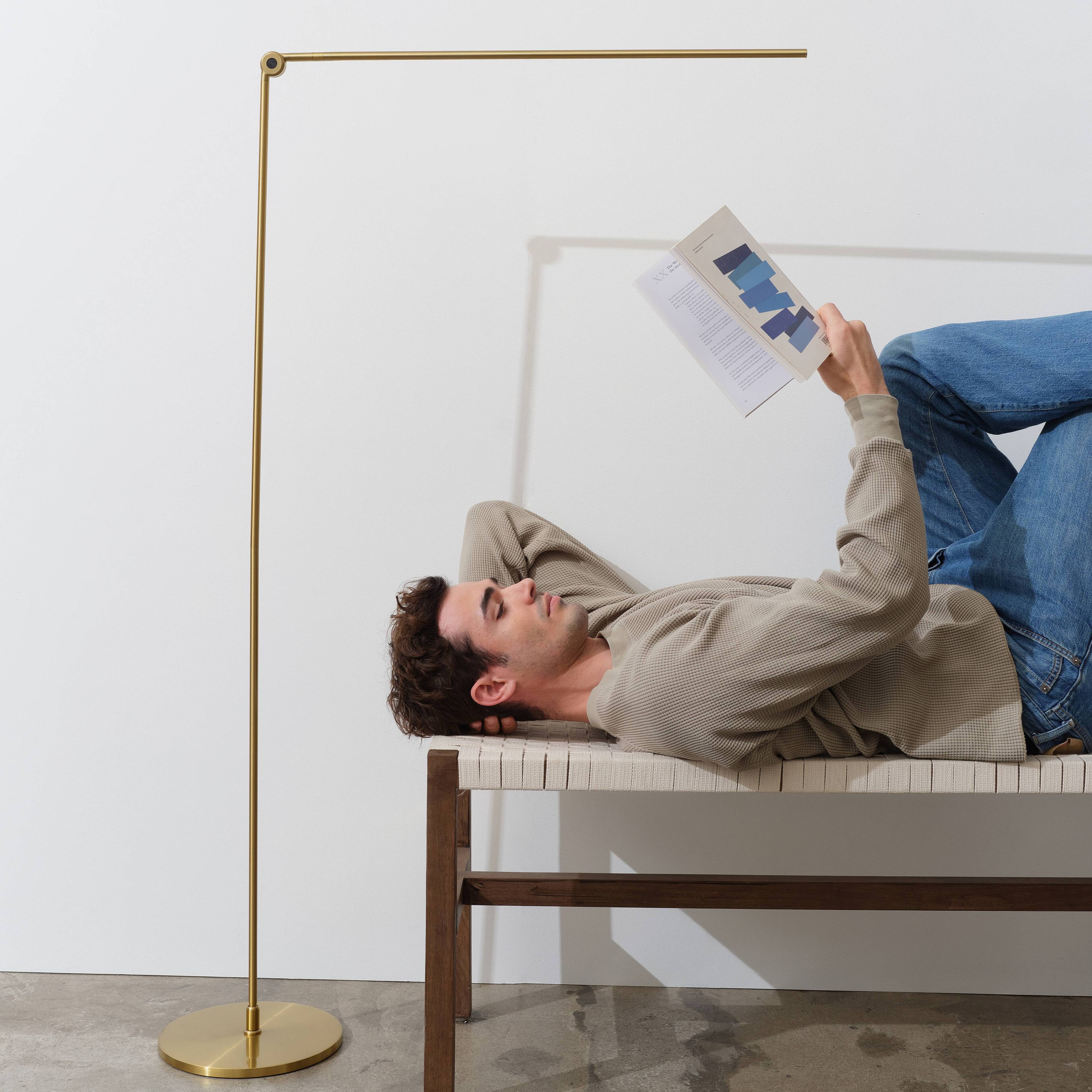 Alt View 7. Brightech - Libra LED Modern Industrial Arc Dimmable Super Bright Floor Lamp with Rotating Height-Adjustable Head - Antiqued Brass.