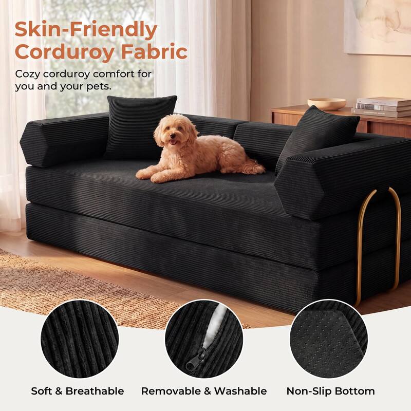 Skin-Friendly Corduroy Fabric  
Cozy corduroy comfort for you and your pets.  

Soft & Breathable  
Removable & Washable  
Non-Slip Bottom