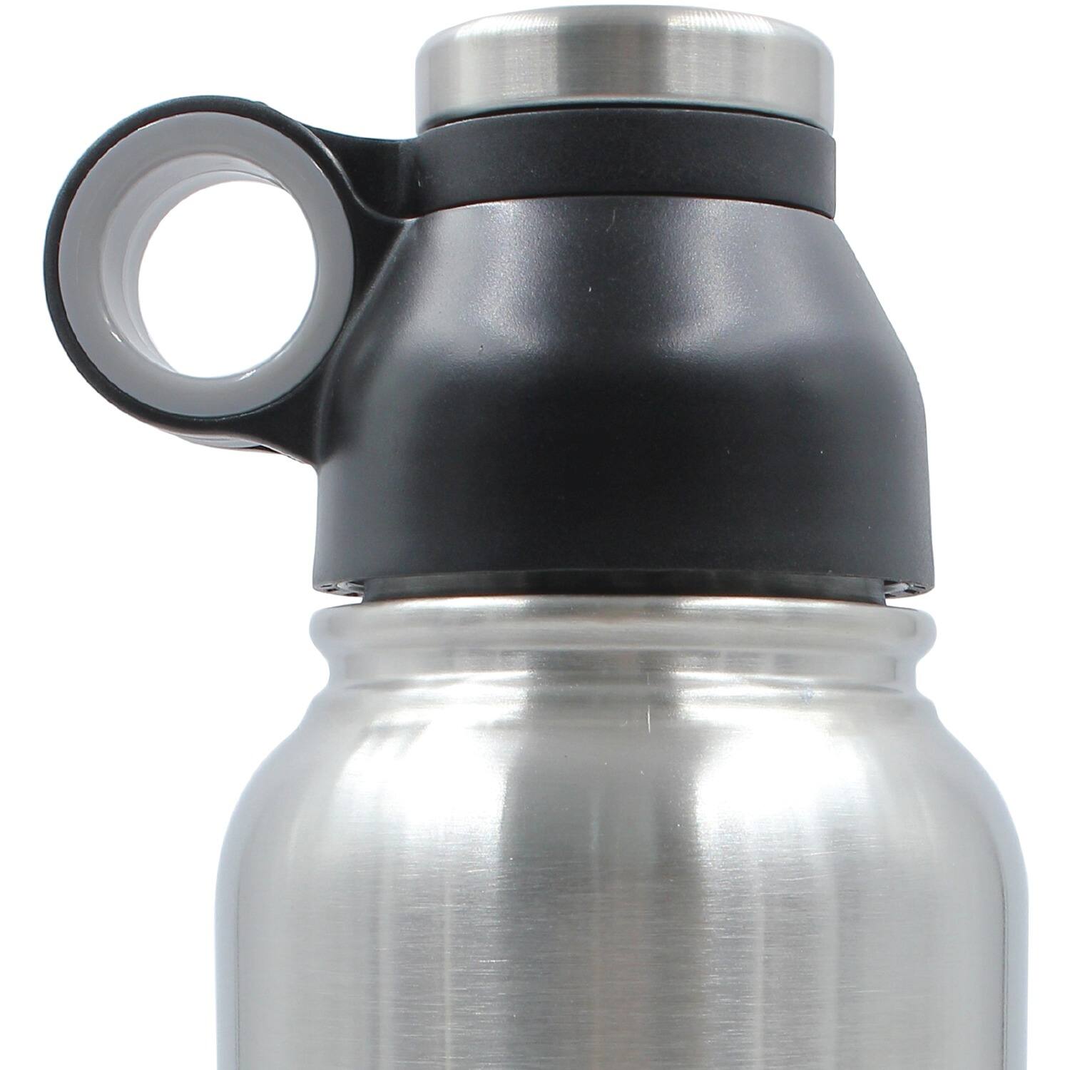 Left. Brentwood - Brentwood Geojug G-1032bk Stainless Steel Vacuum-insulated Water Bottle (0.9 L; Black/silver) - black.