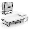 Costway - Folding Bed with Memory Foam Mattress & Pillow Dust Cover Metal Frame 75" x 39" Twin-Size Bed - White