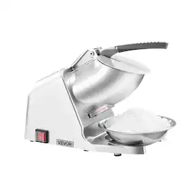 VEVOR - Ice Crusher Machine, 286lbs Per Hour Electric 4 Blades Snow Cone Maker, Stainless Steel Shaved Ice Machine - Silver