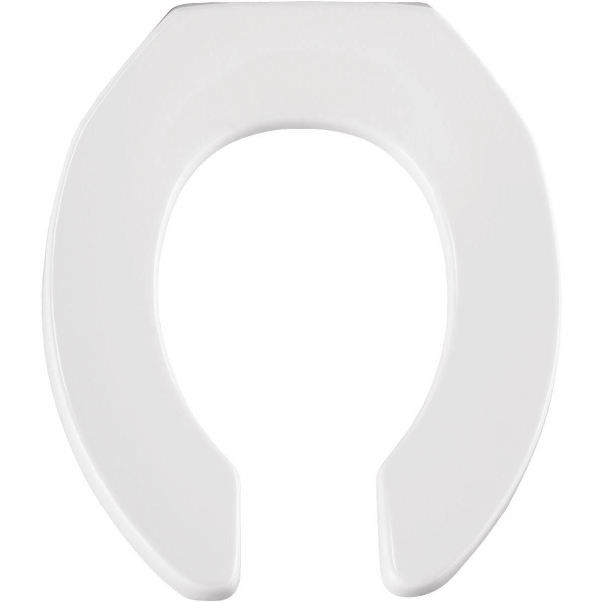 Front. BEMIS - Bemis Round Open Front Less Cover Commercial Plastic Toilet Seat in White Commercial Fastening System - White.