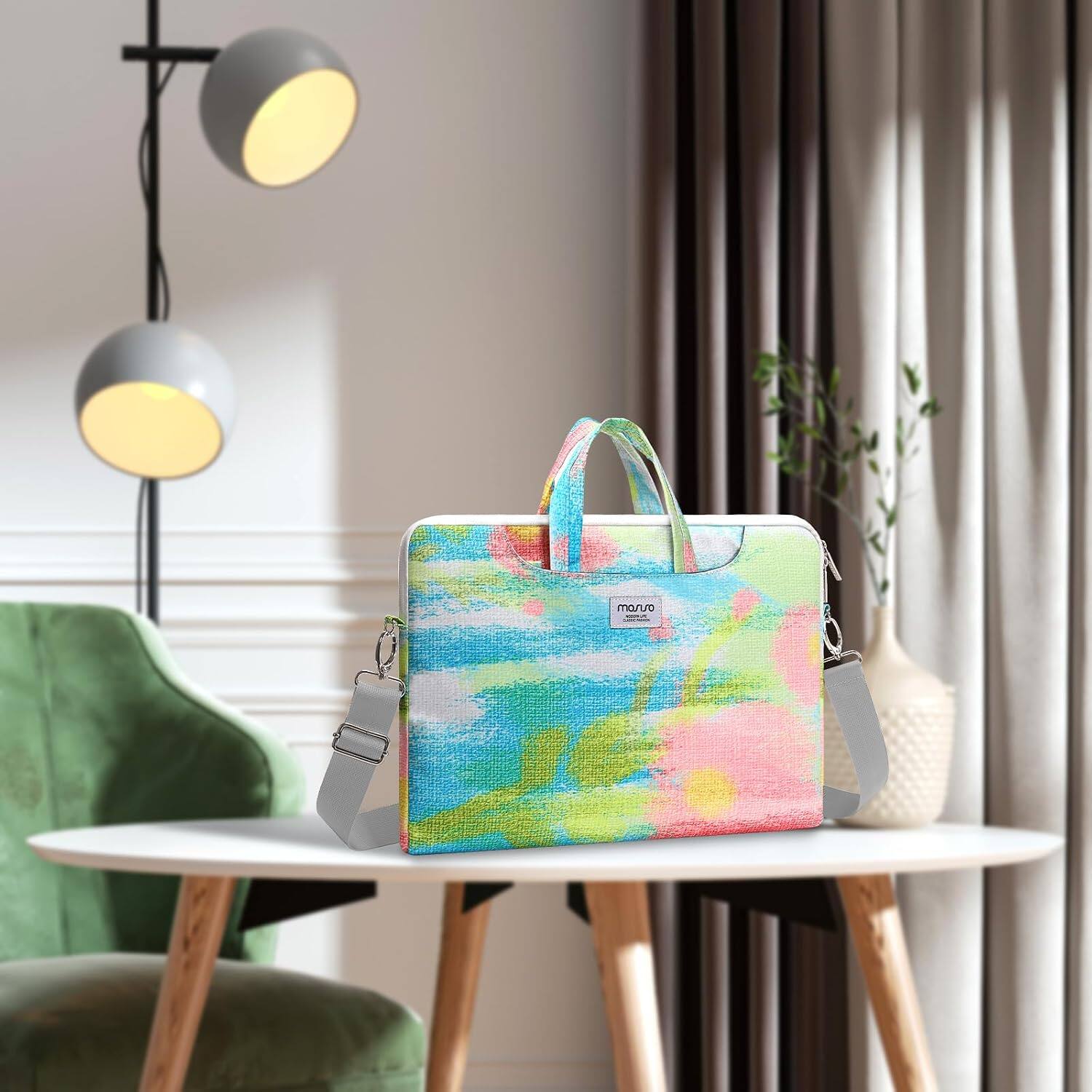 Left. mosiso - Laptop Shoulder Bag 15-16 Inch, Laptop Briefcase Sleeve with Belt for 15-15.6 inch MacBook Air Pro HP Dell ASUS Acer - Rainbow Graffiti.
