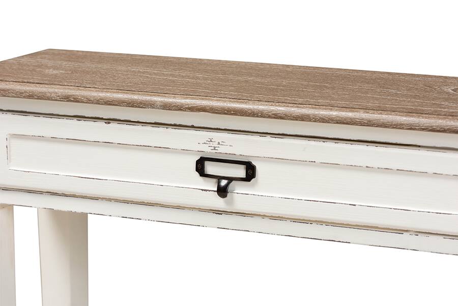 Alt View 1. Baxton Studio - Dauphine Traditional French Accent Console Table-1 Drawer - White/Light Brown.