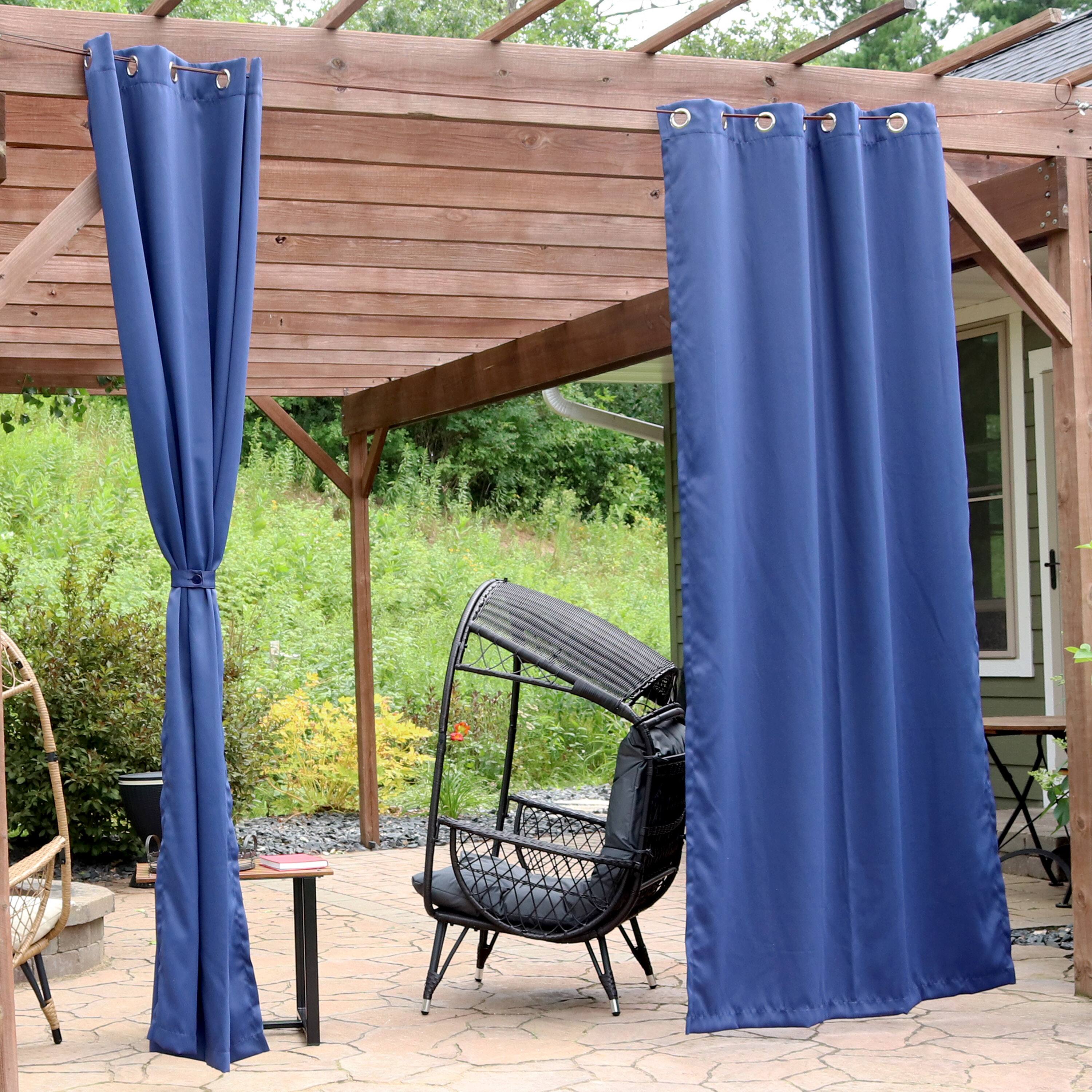 Alt View 5. Sunnydaze - Outdoor Blackout Curtain Panel - 52 in x 108 in - Set of 2 - Blue.