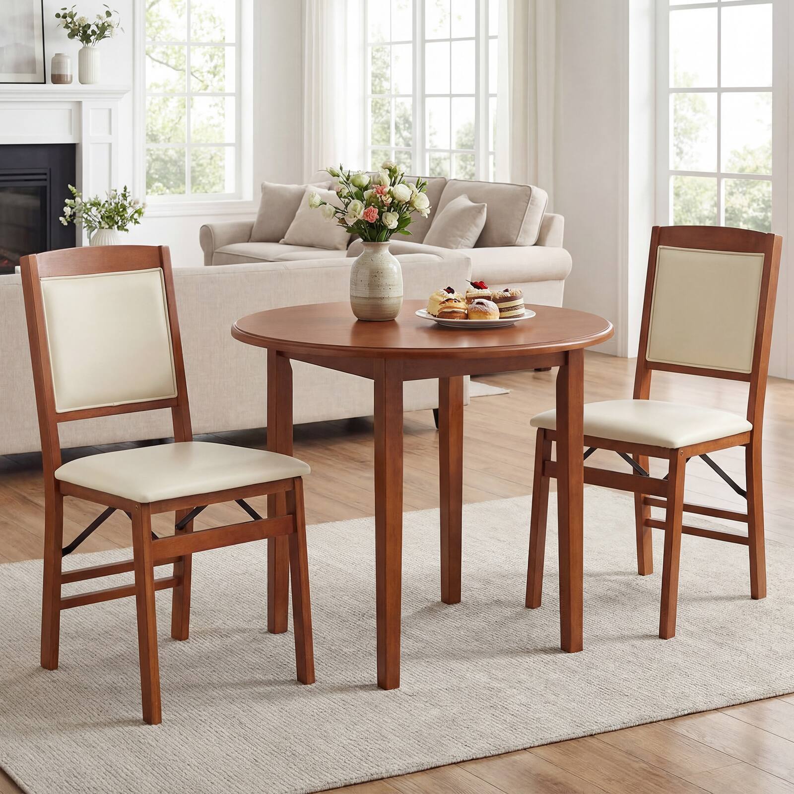 Alt View 1. Costway - Costway 2 Pack Folding Dining Chairs Foldable Chairs with PVC Padded Seat & High Backrest - Walnut.
