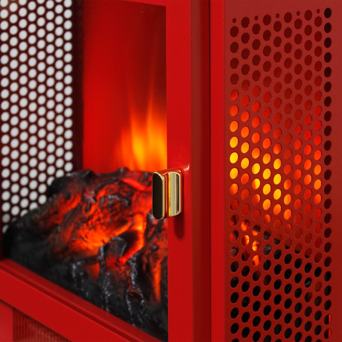 Alt View 9. Loheer - Loheer 18 inch Freestanding Electric Fireplace Classic Red Electric Stove Heater with 3D Flame Effect - Red.