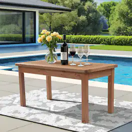 Winado - 35in Patio Wooden Coffee Accent Side Table for Indoor/Outdoor Resistant Table Furniture - Dark Brown