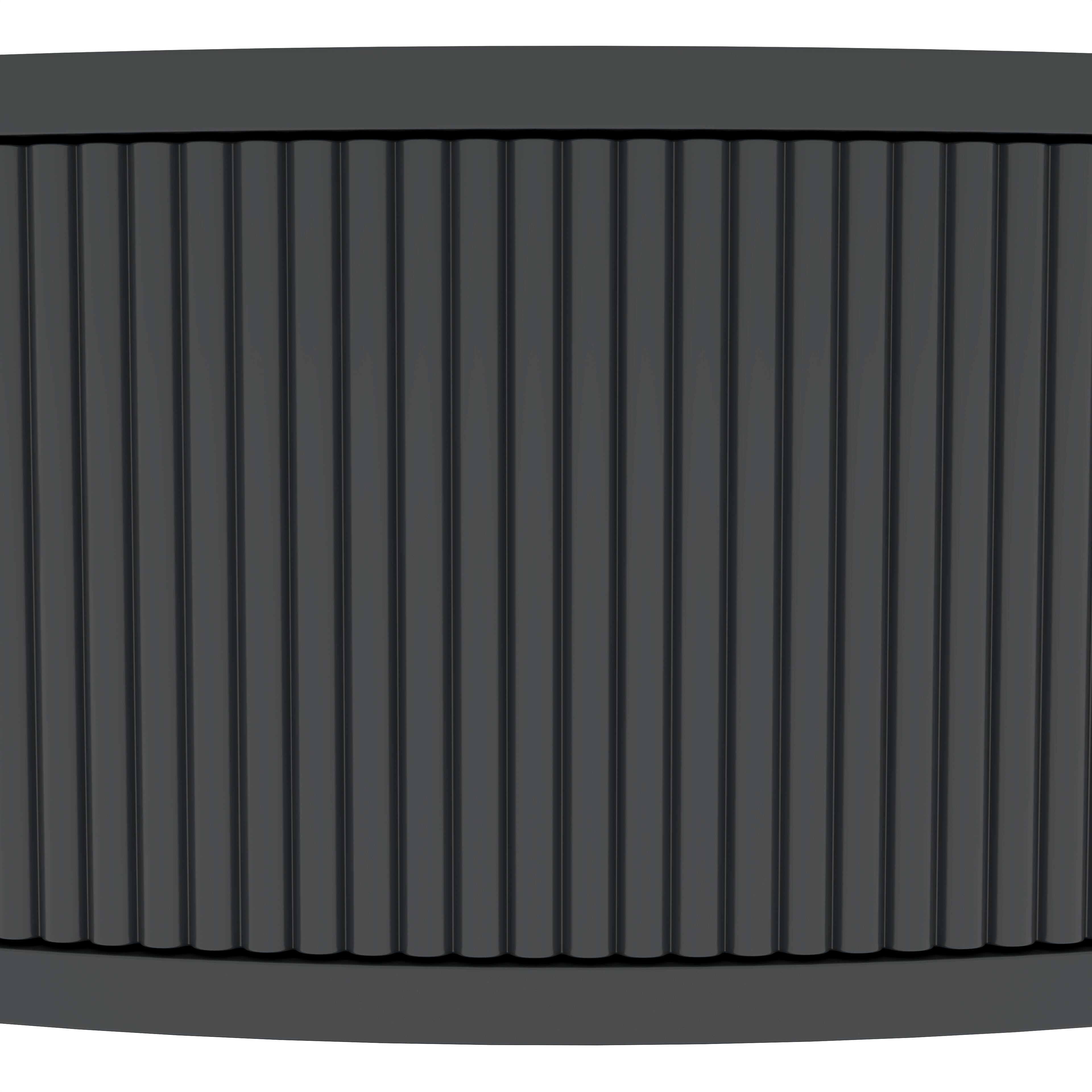 Alt View 6. Tiramisubest - Artisan-Crafted Demi-Lune Console Table with Dark Gray Finish,Unique Half Moon Design End Table with 2 Drawers and Shelf - Dark Gray.