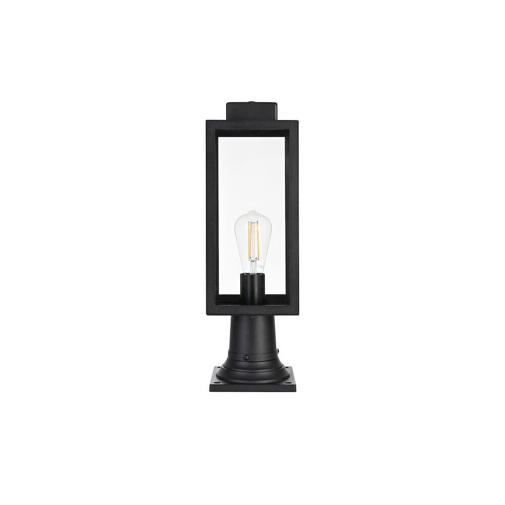 Left. Elegant Lighting - Hilton 7 inch Outdoor Pendant in Black - Black.