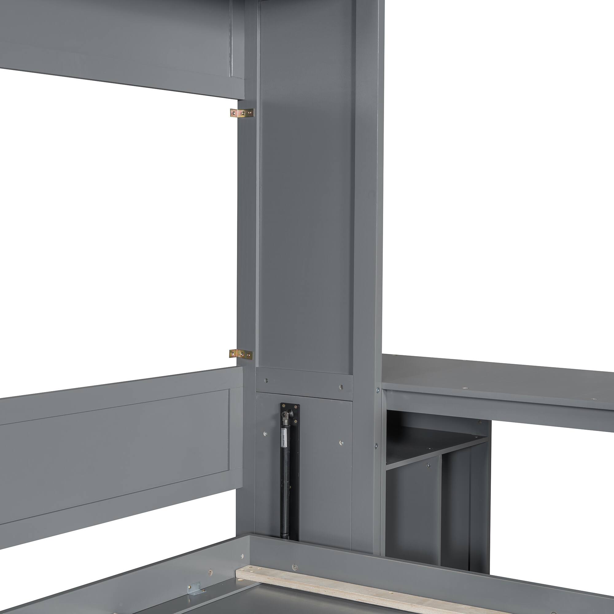 Alt View 10. Tiramisubest - Queen Size Gray Wood Murphy Bed with Desk & Storage - Gray.